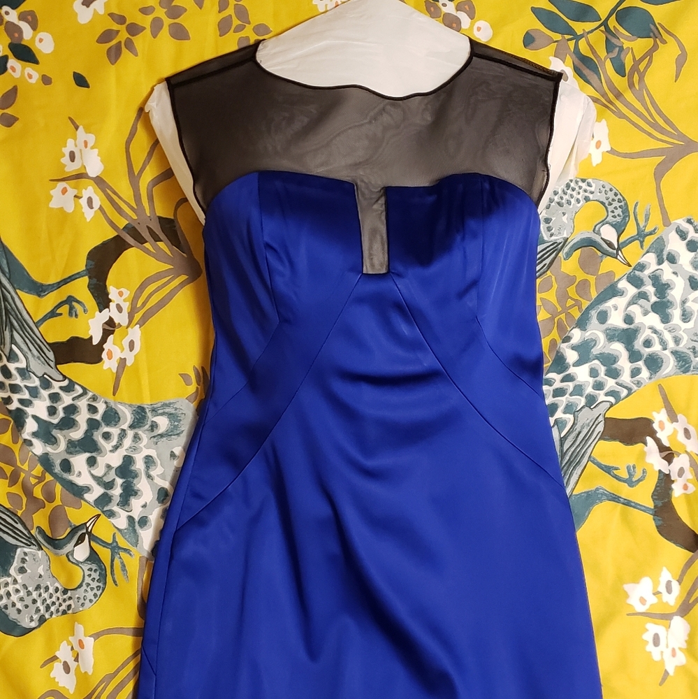 Sheer mesh panel cutout dress deep purple-blue